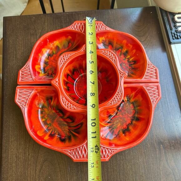 Vintage 1960s California originals 755 759 appetizer chip dip tray orange - Picture 11 of 11